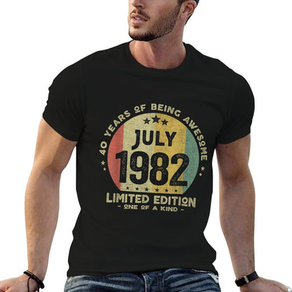 40 Years Old July 1982 Limited Edition 40th Birthday  Summer-ready Fabric T-Shirt