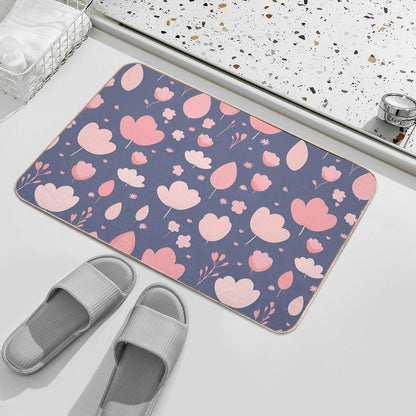 Cherry Petal Pattern, Abstract Aesthetic, Cartoon Style  High-Traffic Bath Mat