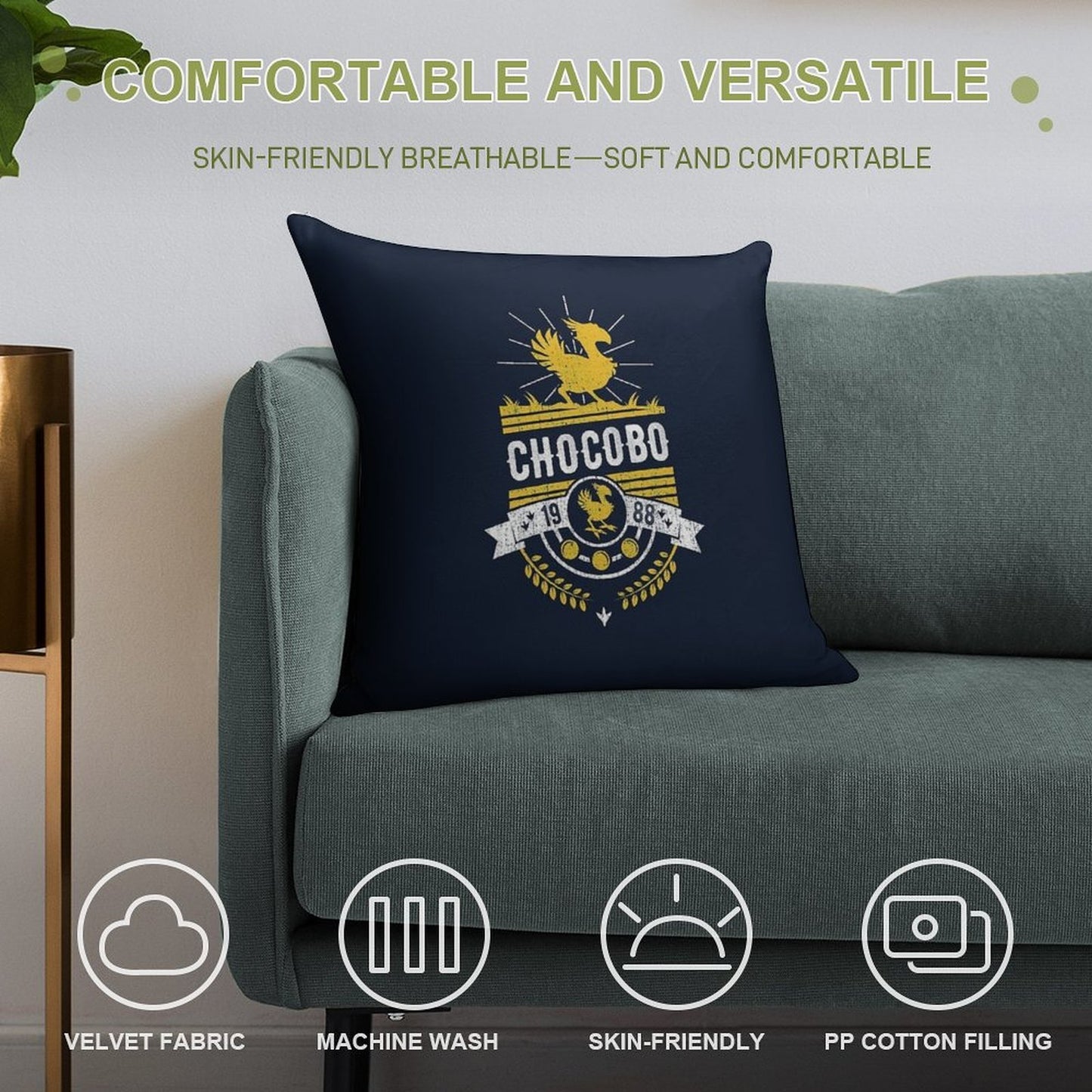 Chocobo Soft Skin-Friendly Throw Pillow
