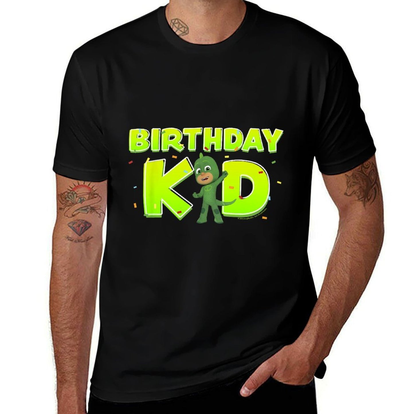 Kids PJ Masks Birthday Kid Gekko Confetti Celebration Youth Logo  Quick-drying T-Shirt