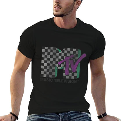 MTV Checkered Distressed Retro Logo  Odor-resistant T-Shirt