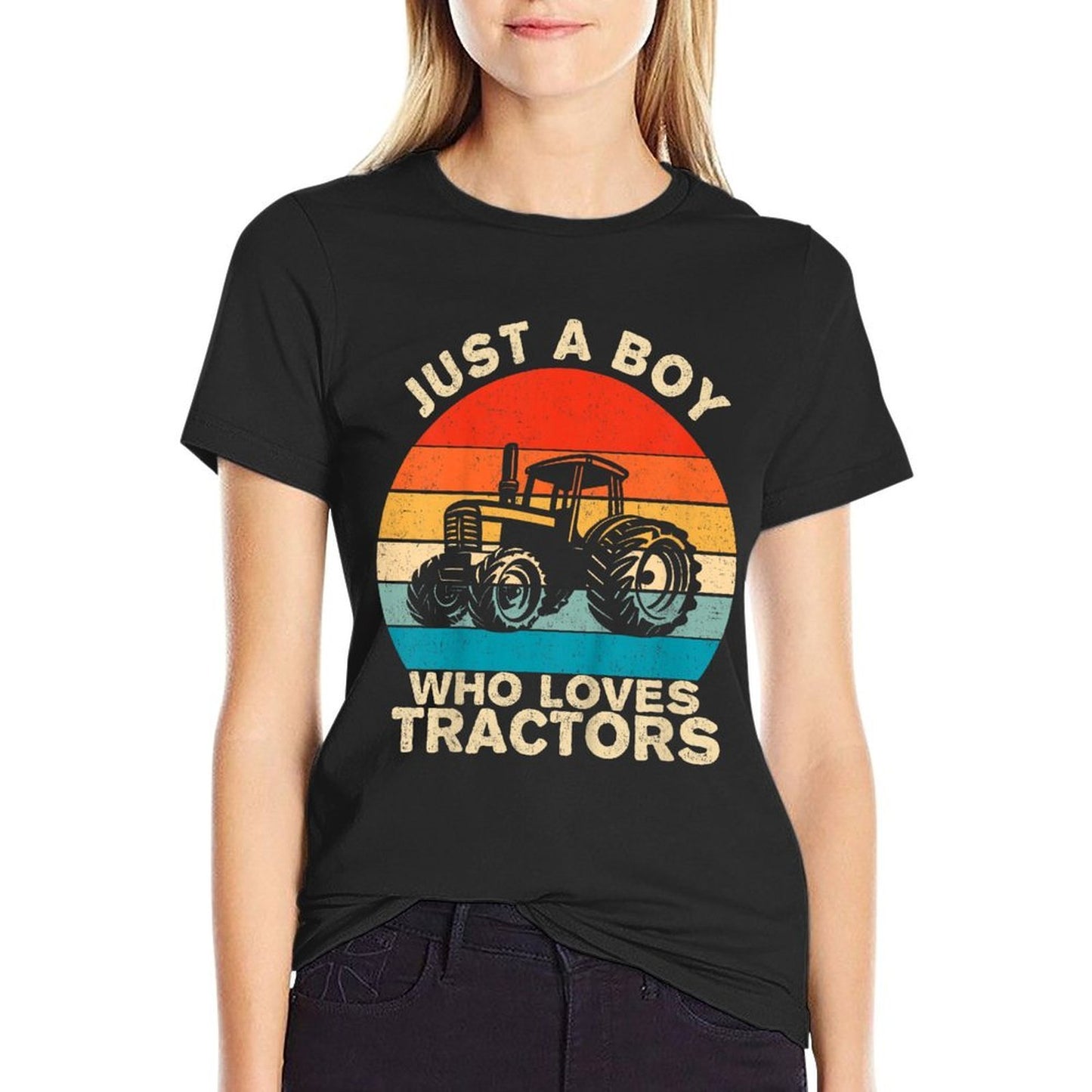 Kids Farm Lifestyle Just A Boy Who Loves Tractors Boys  Tagless Design T-Shirt