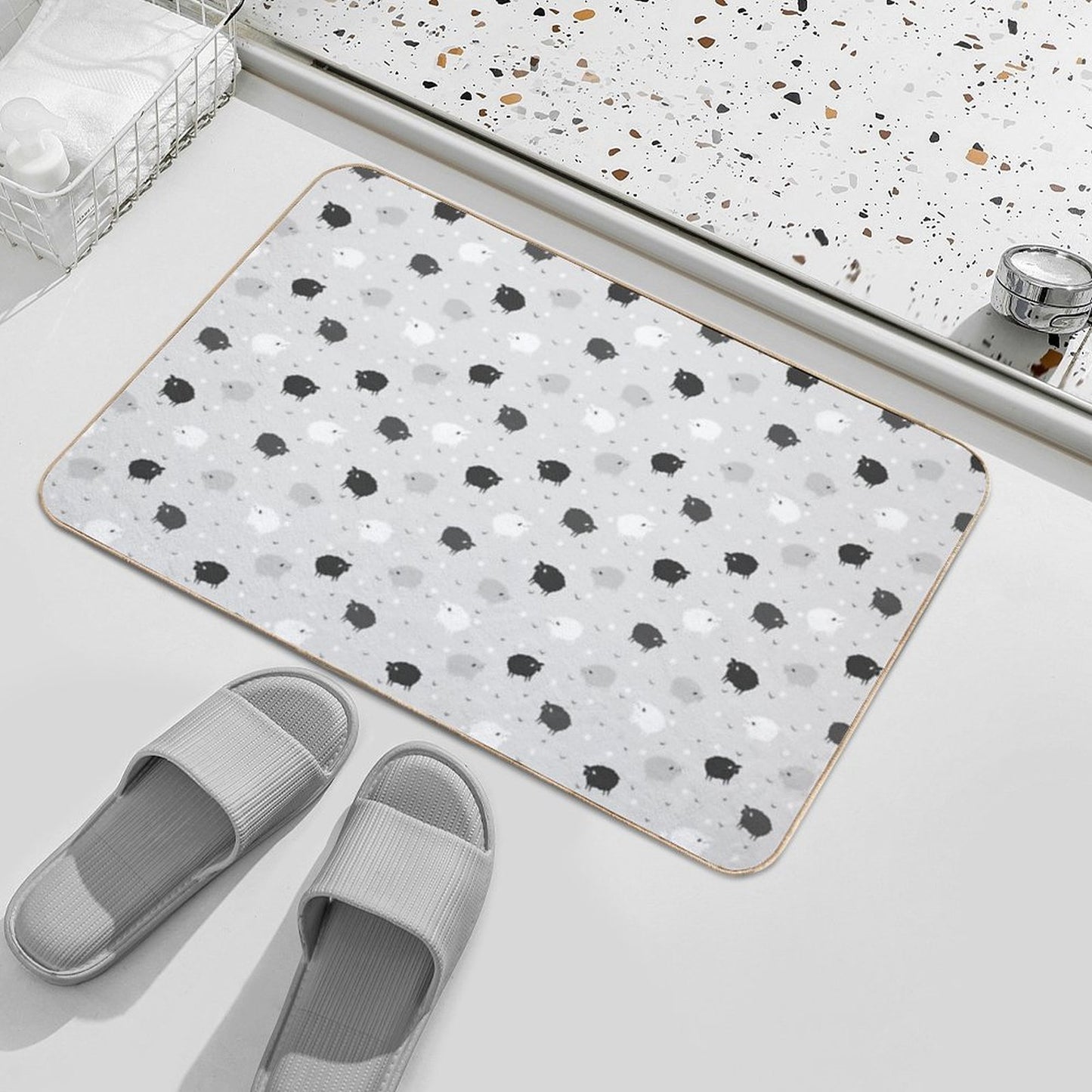 Сount Sheeps Away Pattern  Toxin-Free Bath Mat