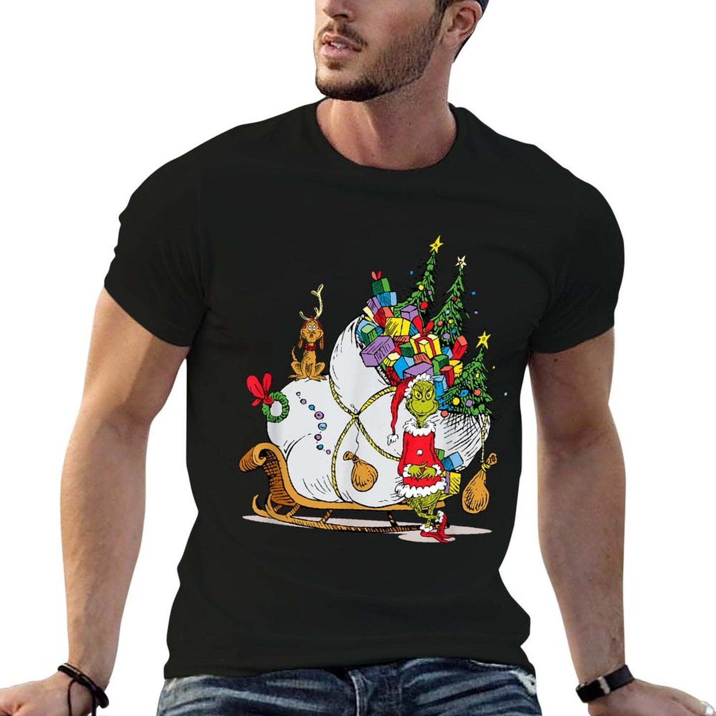 Dr. Seuss Grinch Sleigh T-shirt  Easy-care T-Shirt