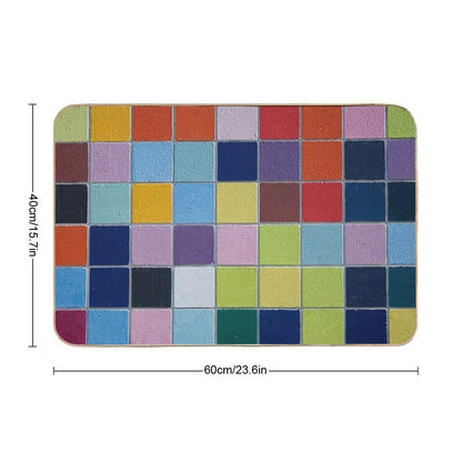 Colourful Tiles on Wall  Long-Lasting Bath Mat