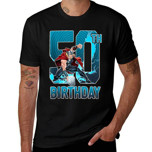 Marvel Thor 50th Birthday Action Portrait  Rolled Sleeves T-Shirt