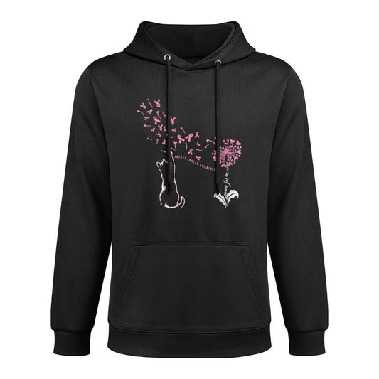 Womens Cat Paw For Cure Support Breast Cancer Awareness Dandelion Medium-Weight Fabric Hoodie