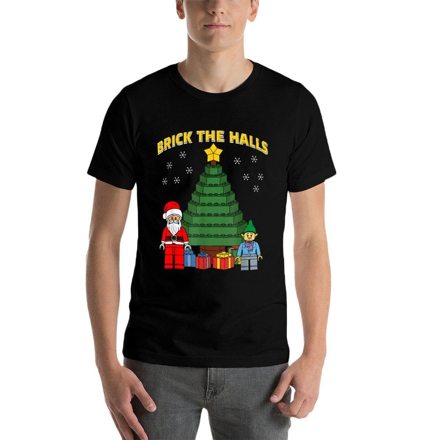 Christmas Building Bricks Brick The Halls Block Builder  Graphic-printed T-Shirt