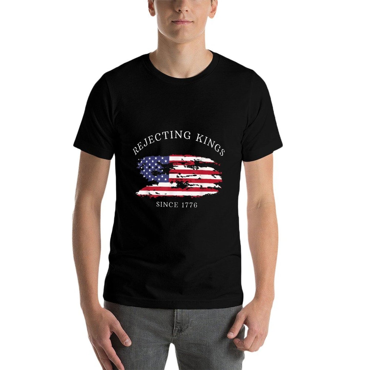 Funny Rejecting Kings Since 1776 Democracy America US  Summer-ready Fabric T-Shirt