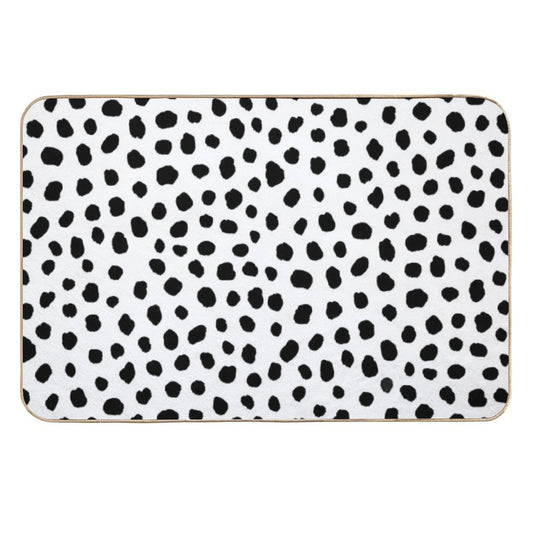 Black And White Dalmatian Dots  Non-Slip Bath Mat