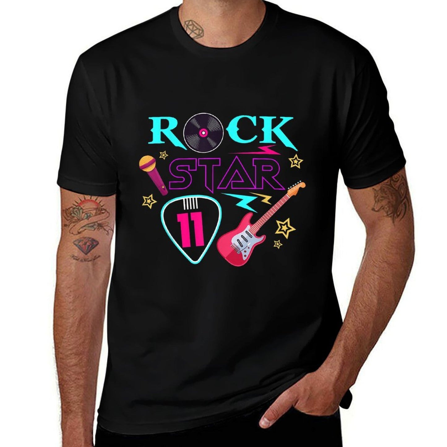 Rock Star 11th Birthday Party 11 Years Old Birthday Music  Affordable Price T-Shirt