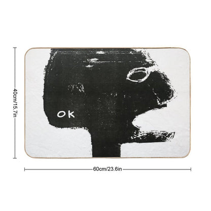 OK Monochrome Illustration  Absorbent Bath Mat