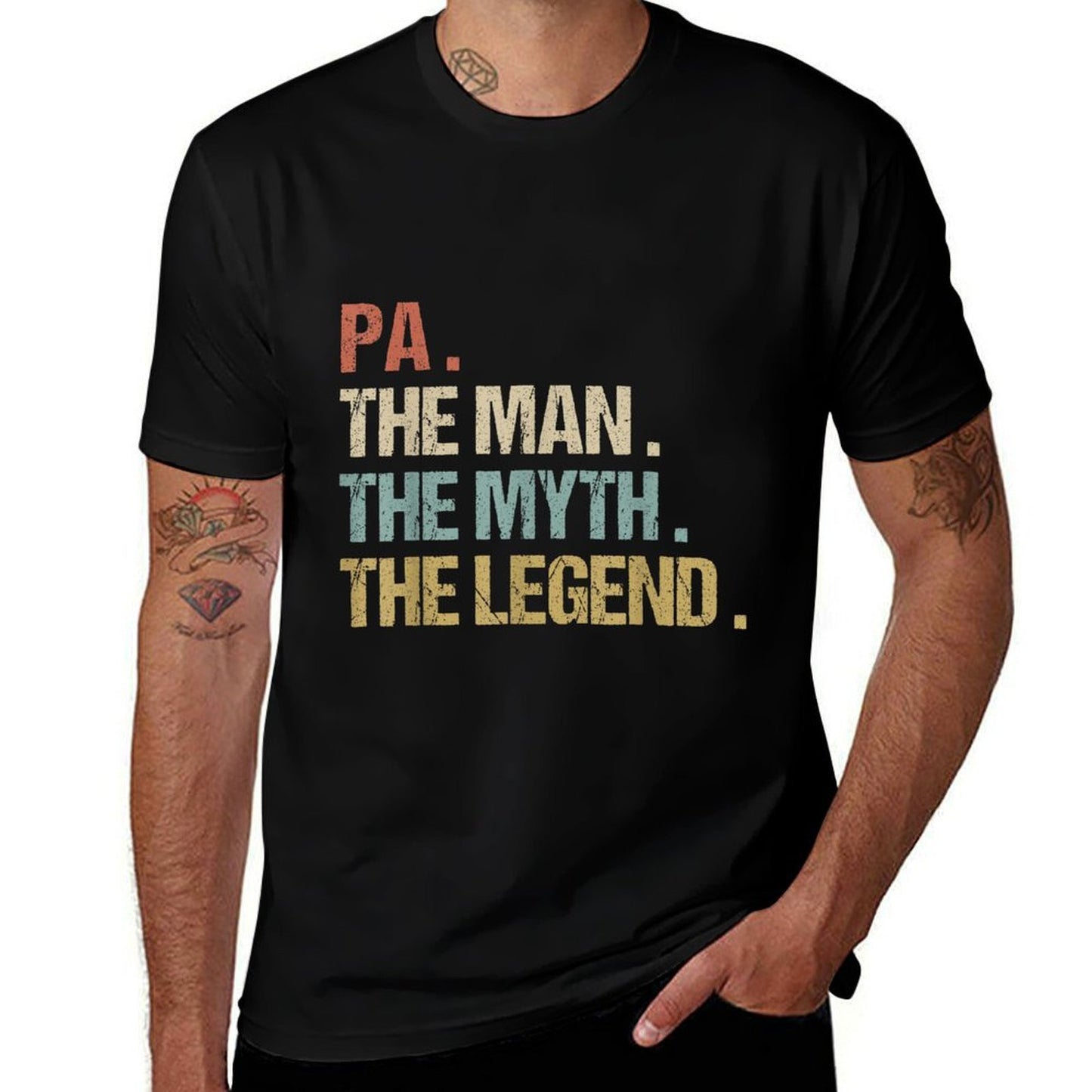 Pa The Man Myth Legend Funny Father Dad Christmas Gift  Rolled Sleeves T-Shirt
