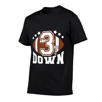 Kids 3rd Year Down Football Birthday Boy Party 3 Year Old  Tagless Design T-Shirt