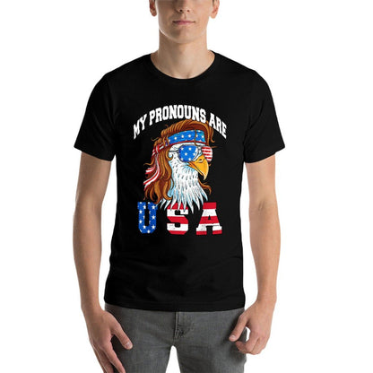 My Pronouns Are USA Eagle American Funny 4th of July  Slim-fit Cut T-Shirt