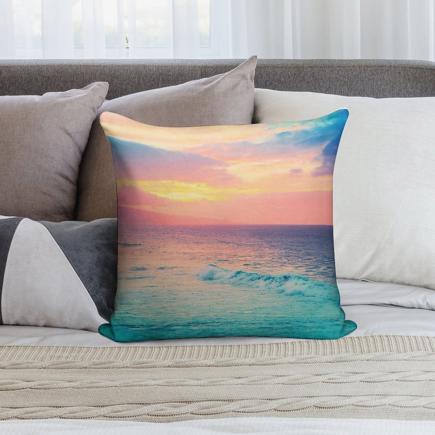 Hookipa Surf Sunset Soft Warmth Comfort Throw Pillow
