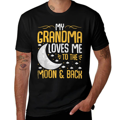 My Grandma Loves Me to The Moon & Back - Grandchild  Fade-proof Color T-Shirt