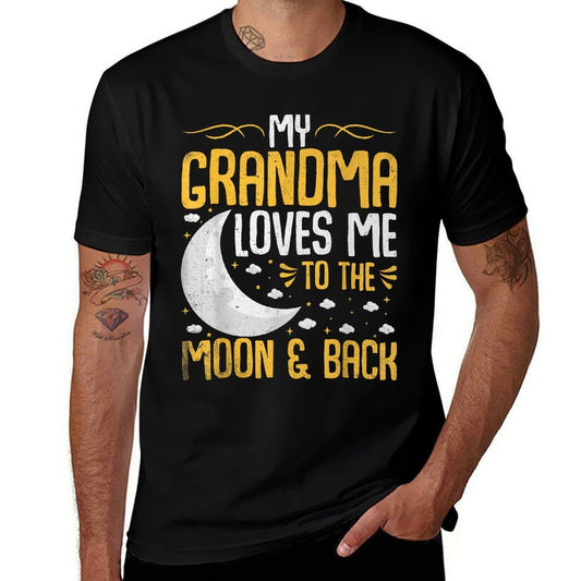 My Grandma Loves Me to The Moon & Back - Grandchild  Fade-proof Color T-Shirt