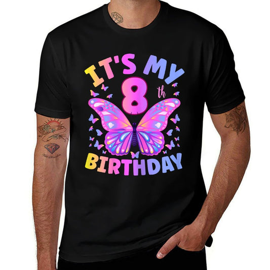 8th Birthday For Girls 8 Year Old Butterfly Birthday  Eco-friendly Material T-Shirt