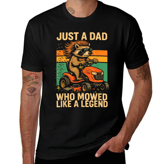 Just A Dad Who Funny Fathers Day Gift Raccoon Joke Dad  Polyester Blend T-Shirt