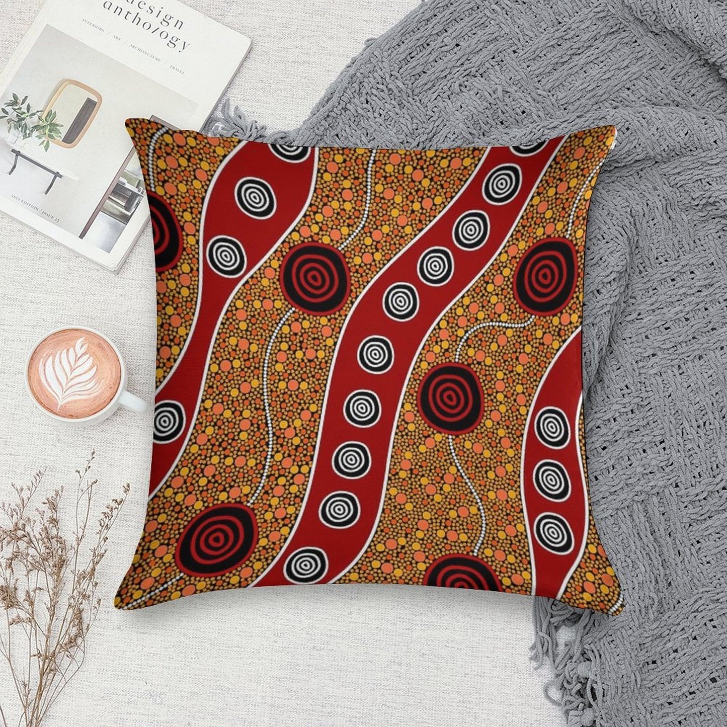 Authentic Aboriginal Art - Untitled Soft Style Accent Throw Pillow