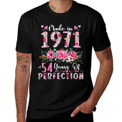 54 Year Old Made In 1971 Floral 54th Birthday Women  Summer-ready Fabric T-Shirt