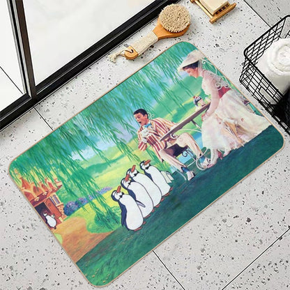 Tea And Cake with Mary Poppins And Bert  Easy Maintenance Bath Mat
