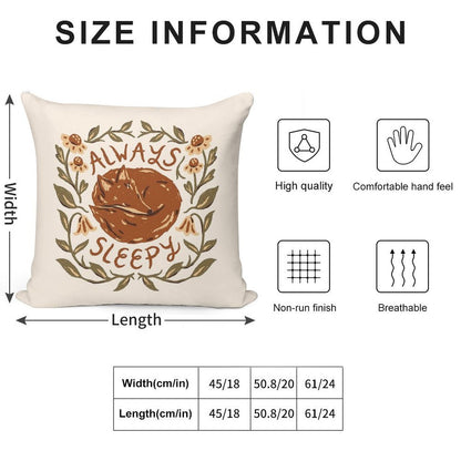 Always Sleepy Fox Soft Shrink-Resistant Throw Pillow