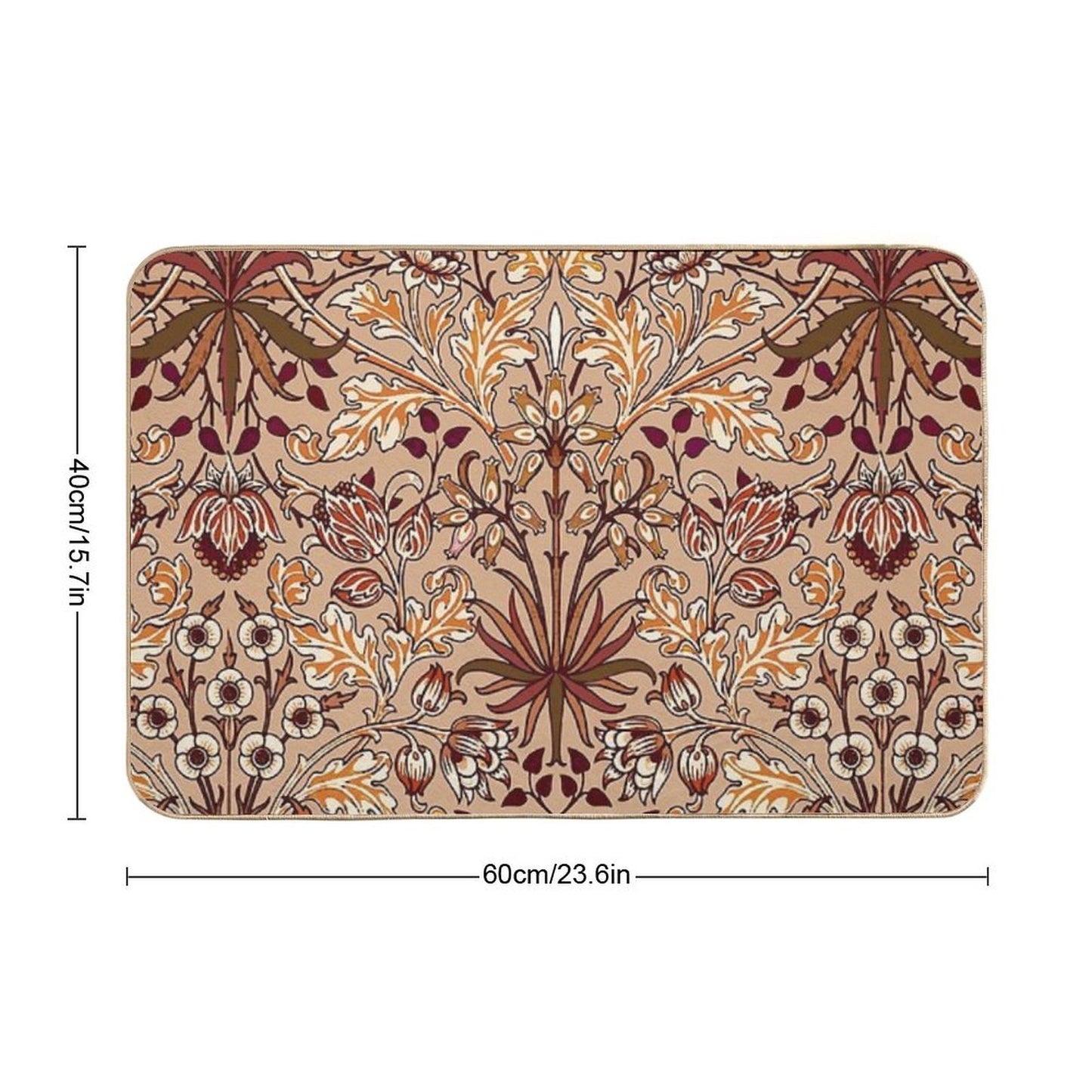 William Morris Hyacinth, Brown And Beige  Stain-Proof Bath Mat