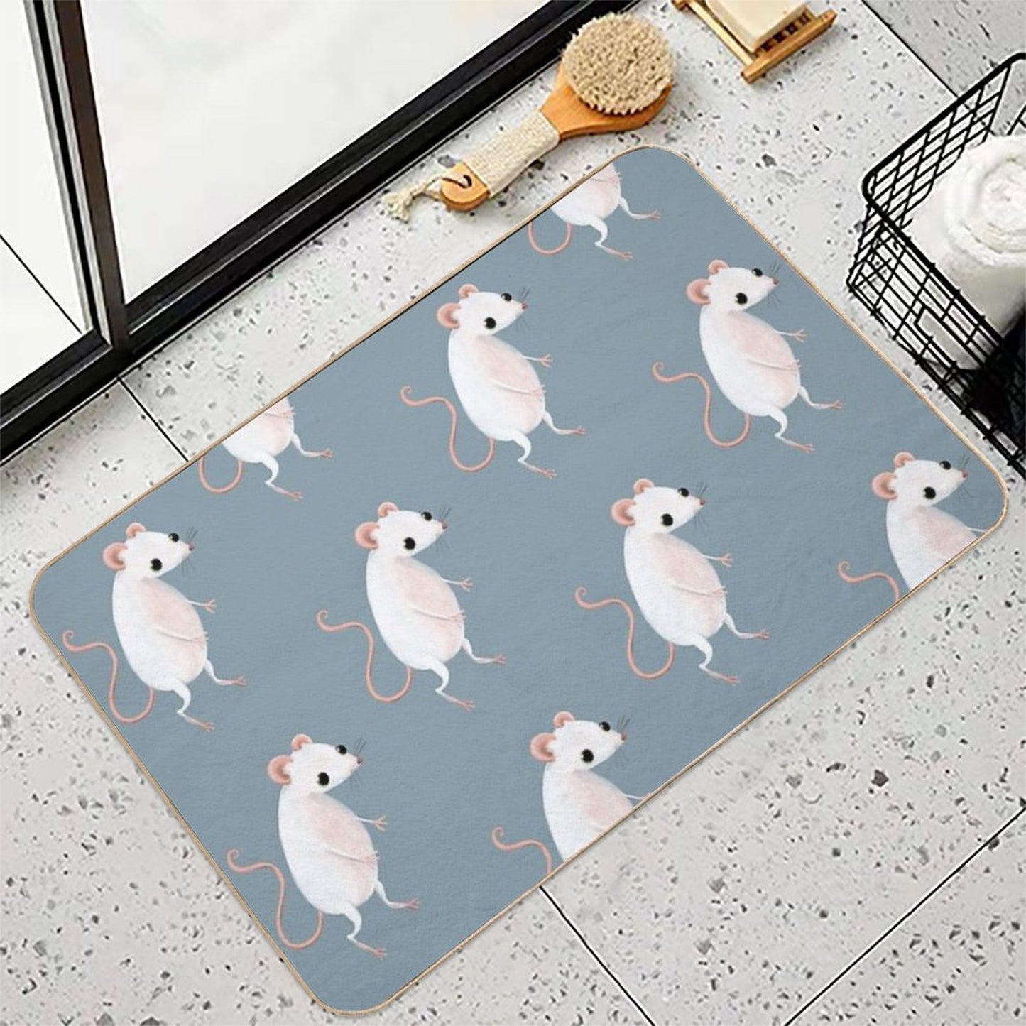 Cute Little White Mouse  Versatile Bath Mat