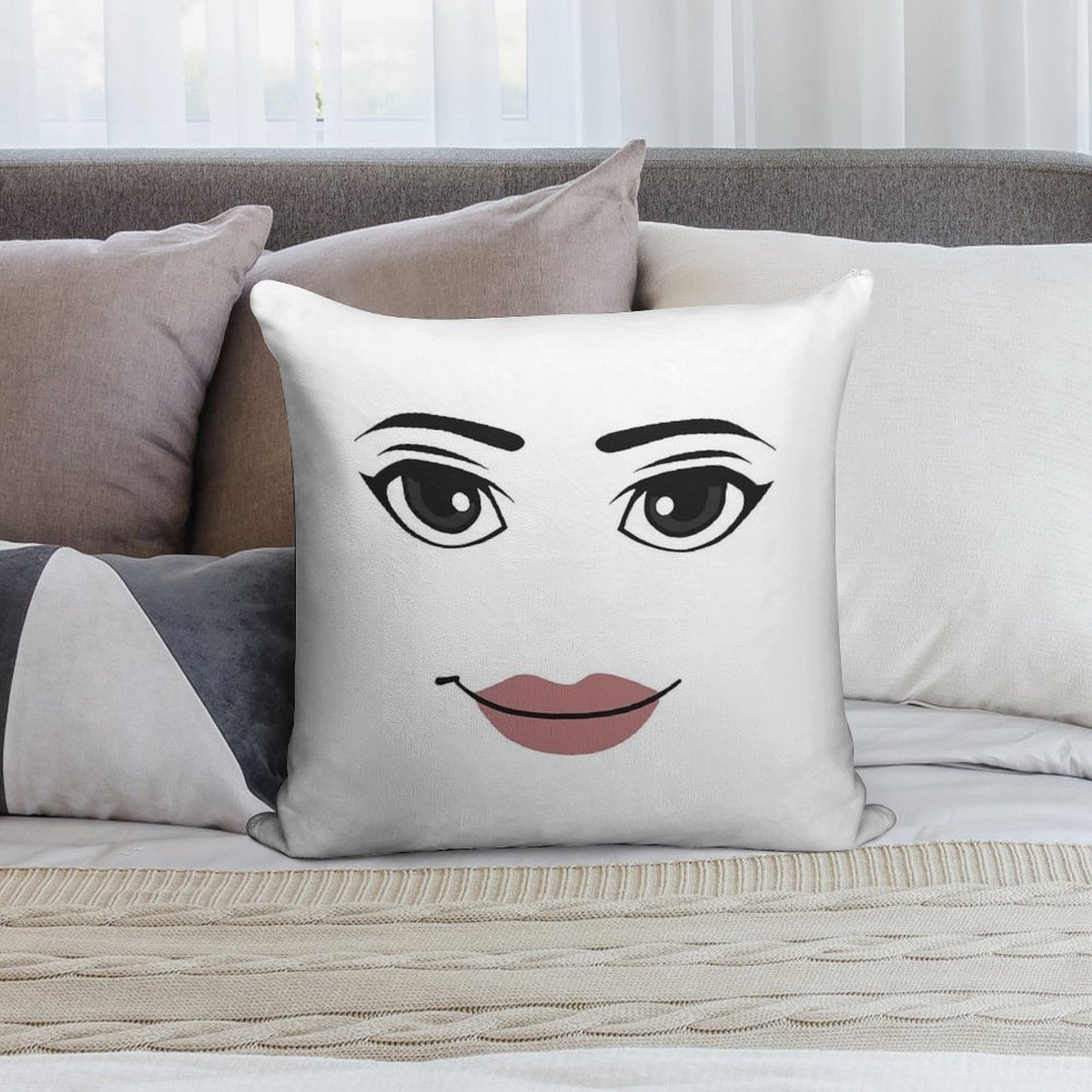The Woman Face Soft Durable Construction Throw Pillow