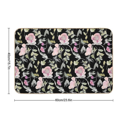 Oriental Floral Pattern in Watercolors  Odorless Bath Mat