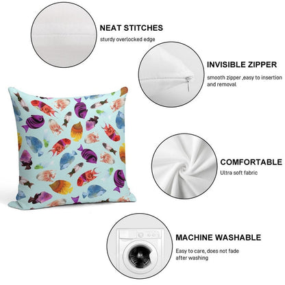 Fish Shaped Flowers Soft Multiple Sizes Throw Pillow