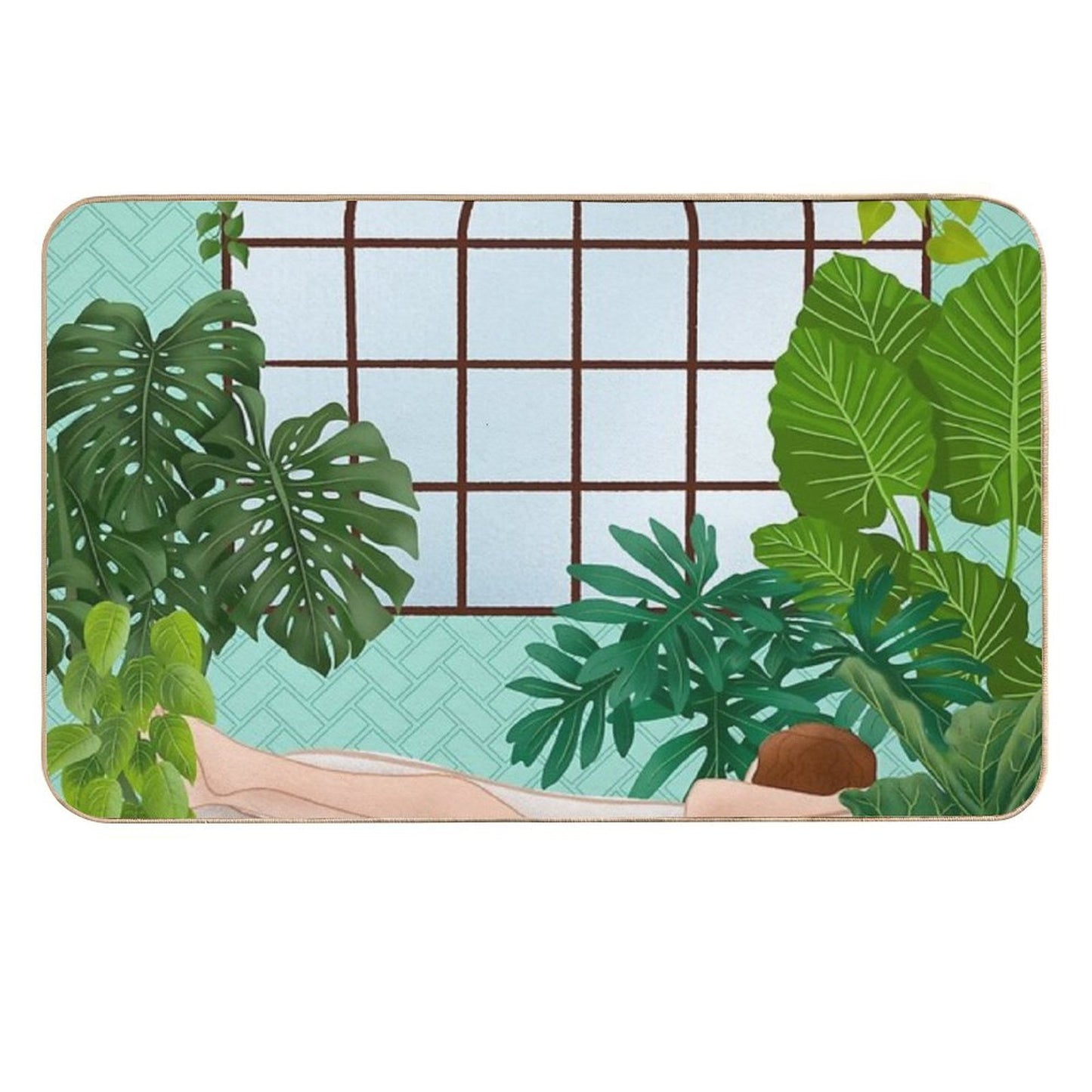 Plant Lady In Bathroom  Versatile Bath Mat
