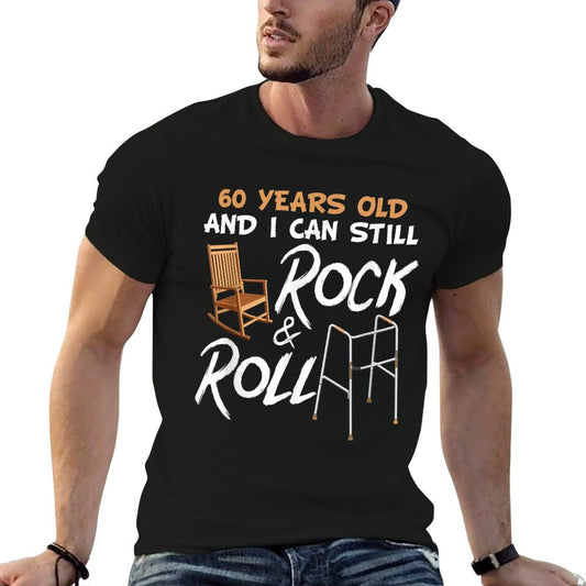 Rocking Chair Walking Aid Pun Rock Music Lover 60th Birthday  Heathered Texture T-Shirt