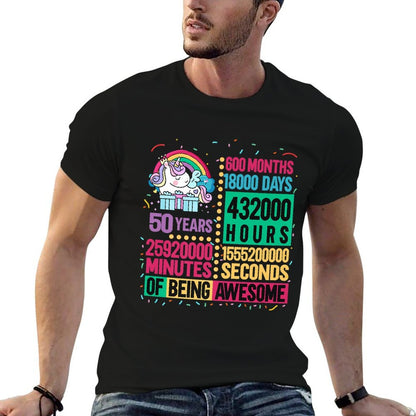Cute Unicorn 50 Years Lifetime Rainbow 50th Birthday Premium  Heathered Texture T-Shirt