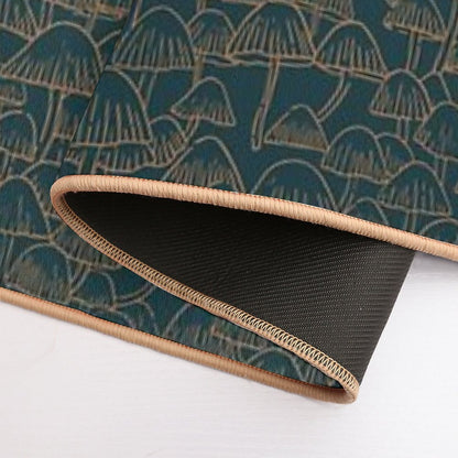 Autumn Mushrooms Gold Green  Easy To Clean Bath Mat