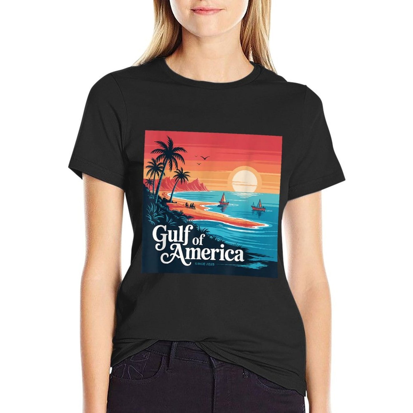 Gulf of US America Vintage 1970s  Wrinkle-resistant T-Shirt