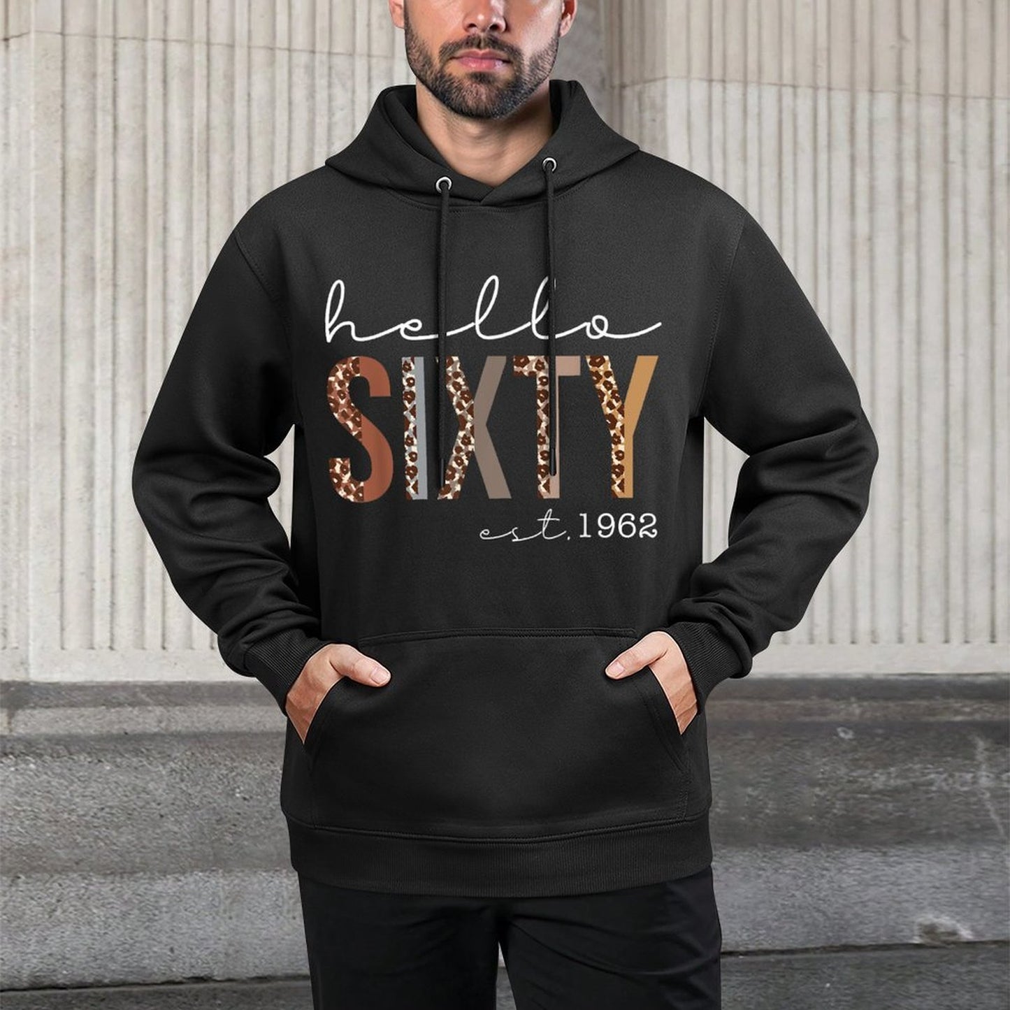 Hello Sixty EST 1962 Leopard Born in 1962 60th Birthday All-Day Comfort Hoodie
