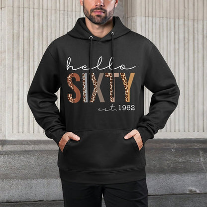 Hello Sixty EST 1962 Leopard Born in 1962 60th Birthday All-Day Comfort Hoodie