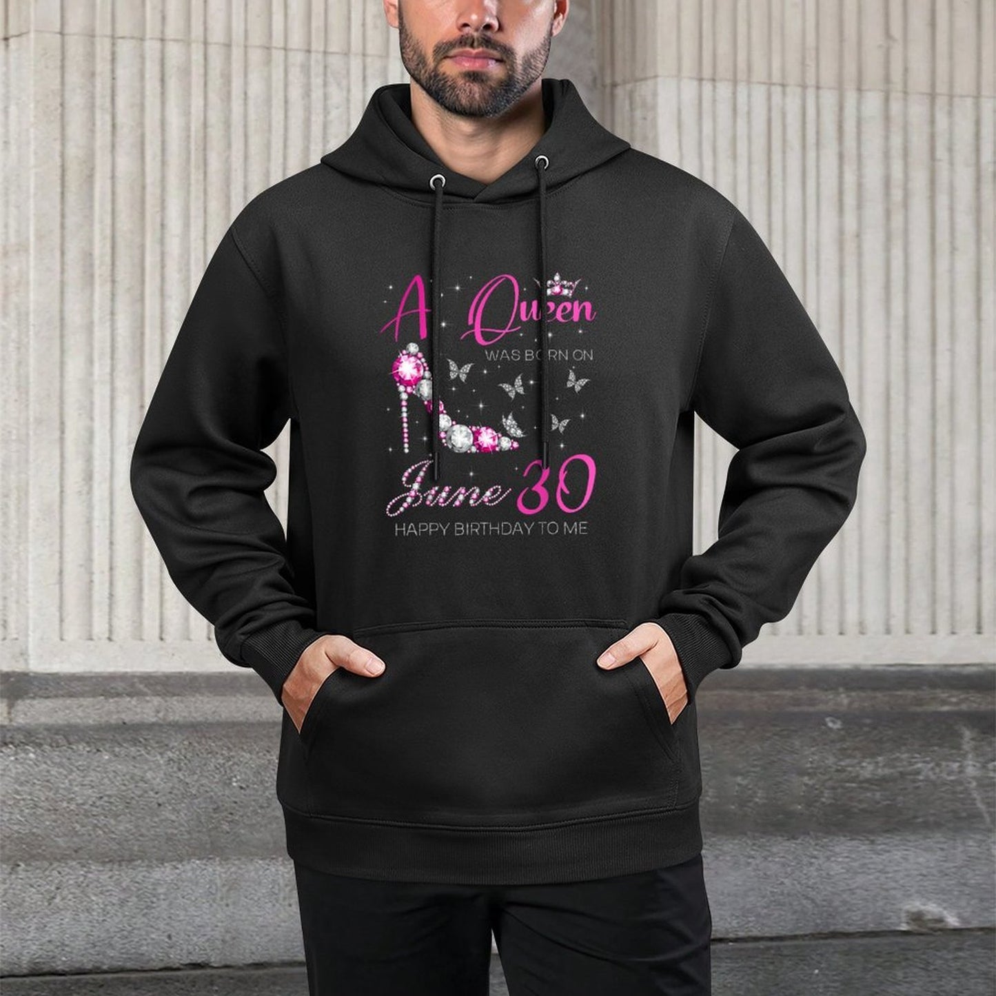 A Queen Was Born on June 30, 30th June Birthday Customizable Surface Hoodie