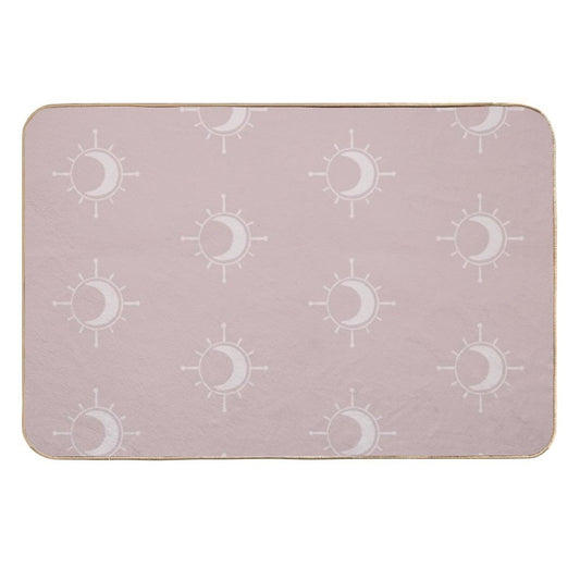 Cosmic Sun And Moon Design Soft Aesthetic In Muted Colors Gray Pink  Repositionable Bath Mat