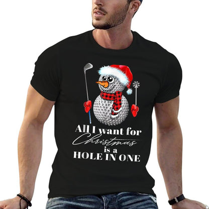 I Want For Christmas Is A Hole In One Golfs Ball Snowman Fun  Heathered Texture T-Shirt