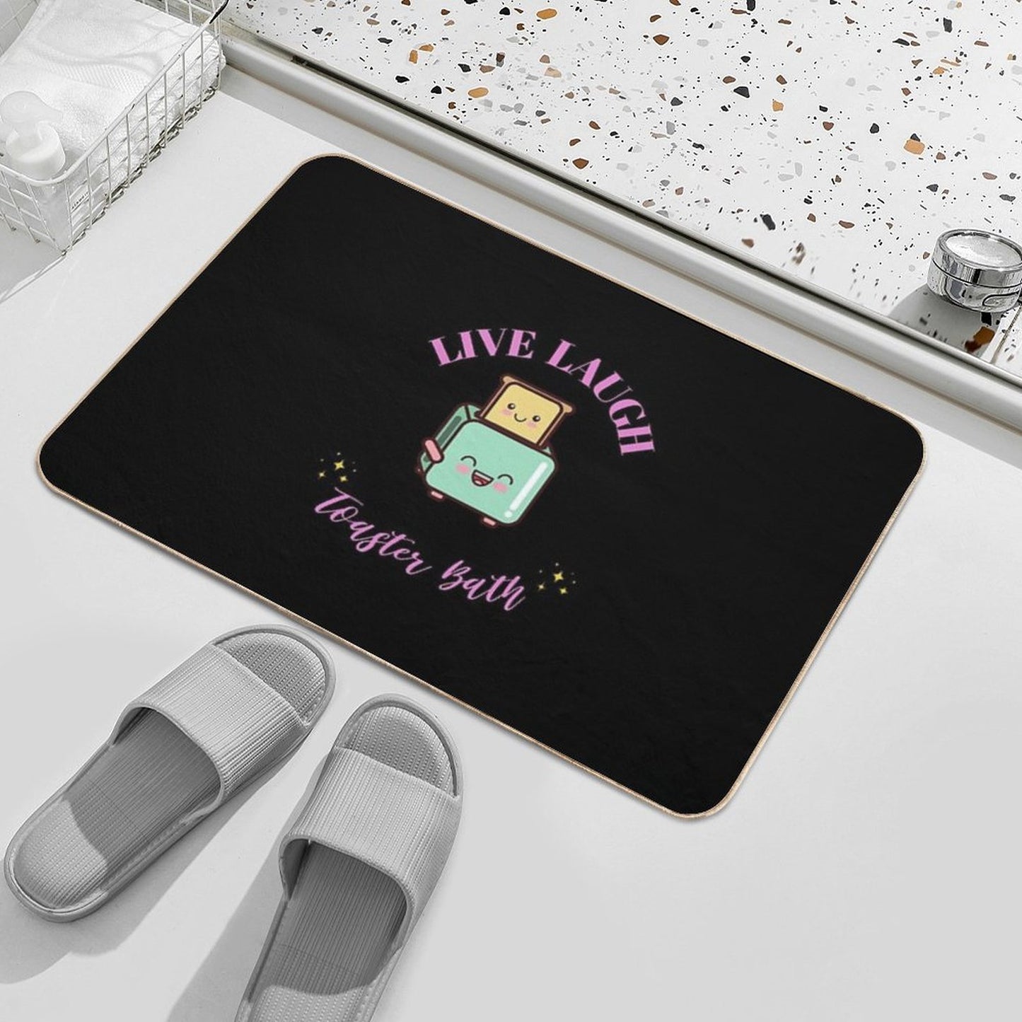 Live Laugh Toaster Bath  Pet-Safe Bath Mat