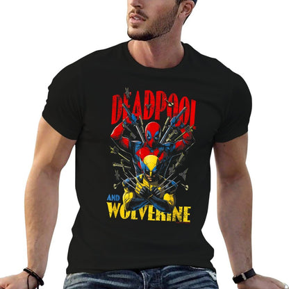 Marvel Deadpool & Wolverine Iconic Buds Retro Big Poster  Trendy Pattern T-Shirt