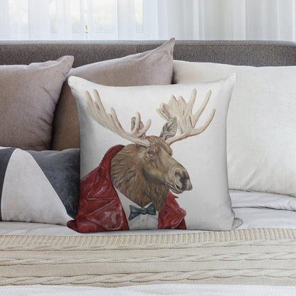 Moose in Leather Soft Durable Construction Throw Pillow
