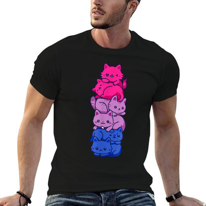 Bi Pride Cat LGBT Bisexual Cute Kawaii Cats Pile Gift  Quick-drying T-Shirt