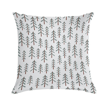Fir Tree Doodle Wood Soft Decorative Cover Throw Pillow