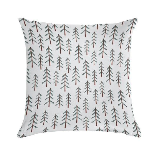 Fir Tree Doodle Wood Soft Decorative Cover Throw Pillow