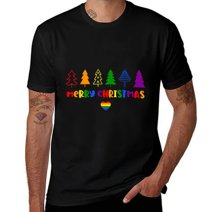 LGBT Christmas Gay Pride Merry Christmas Tree Rainbow  Graphic-printed T-Shirt